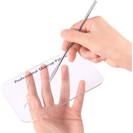 Sonew Paleta de Maquillaje de Acrílico Transparente, Paleta de Mezcla de Maquillaje y Uñas, con Aplicador de Acero Inoxidable