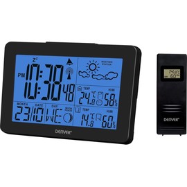 Denver WS-530 Weather Station with Outdoor Sensor, Alarm Function, Temperature and Humidity Measurement, Black