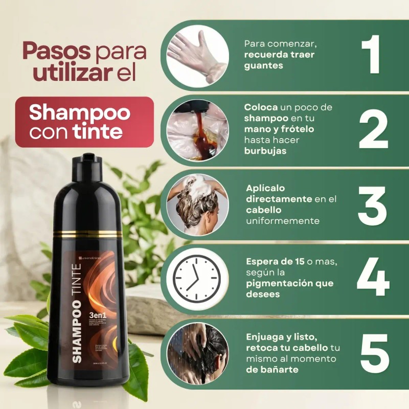 Pza Shampoo Tinte Cubre Canas Natural Instantáneo 500ml