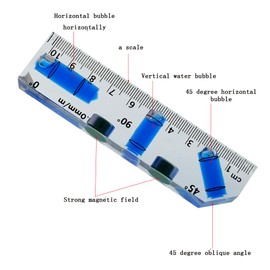 Magnetic Level Tool with Angle Gauge, 45 Degree Board, Bubble Level with Strong Magnets, Mini Water Scale for Construction (102mm)