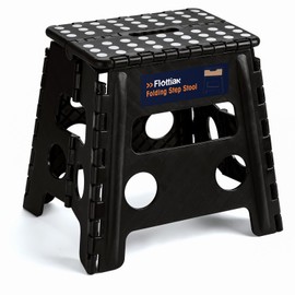 Flottian 13" Folding Step Stool for Adults and Kids Holds Up to 300 lbs,Non-Slip Folding Stools with Handle, Compact Plastic Foldable Step Stool for Bathroom,Bedroom, Kitchen Gray,1PC