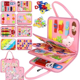 Liuliu Rabbit Busy Board, Toddler Travel Toys, Quiet Book, Sensory Toys for Toddlers 2 3 4, Montessori Toys for Toddler Activities Board, Educational Toys for 2 Year Old Girls Boys Gift