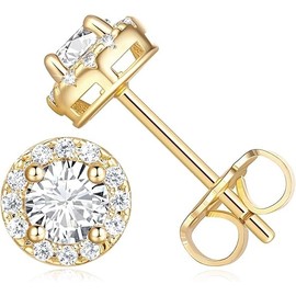 Gold Stud Earrings for Women 14K Gold Earrings Lightweight Studs Earring for Women Hypoallergenic Classic Small Studs Womens Earring 6.5/8.5mm (8.5MM)