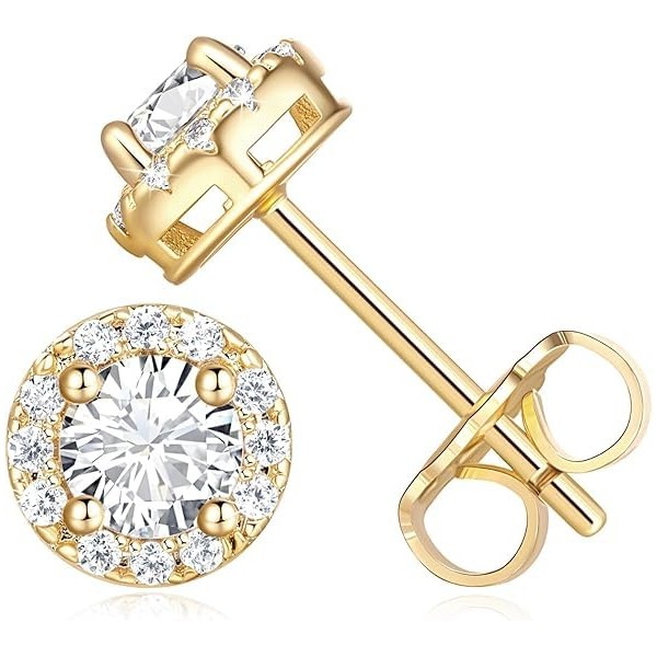 Gold Stud Earrings for Women 14K Gold Earrings Lightweight Studs