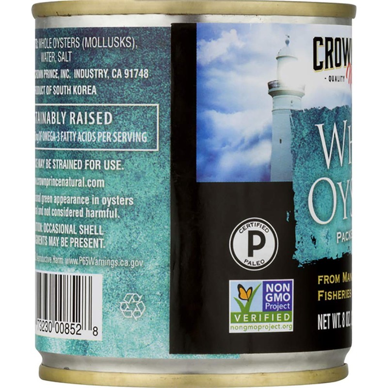 Crown Prince Natural Whole Boiled Oysters, 8-Ounce Cans (Pack of