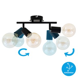 BRILONER - Ceiling Light Vintage Swivelling, E27 Socket, Max. 60 Watt, Ceiling Light, Lamp, Living Room Lamp, Bedroom Lamp, Kitchen Lamp, Ceiling Spotlight, 27.5 x 10 x 10.5 cm, Black