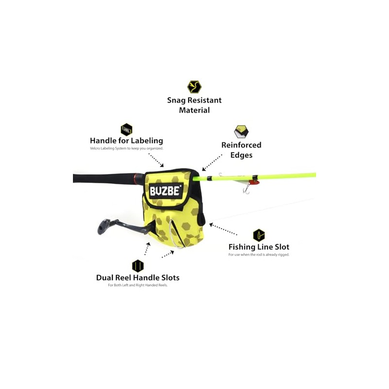 BUZBE Neoprene Spinning Reel Cover - Medium - Grey Hex