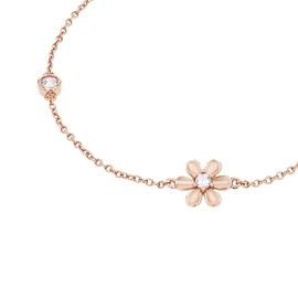 s.Oliver 2035513 Women's Bracelet 925 Sterling Silver with Synthetic Zirconia 17 + 3 cm White Flower Comes in Jewellery Gift Box, Sterling Silver, Synthetic zirconia.