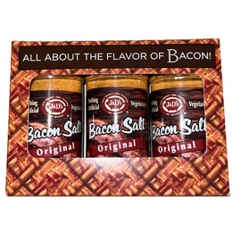 J&D's Bacon Salt, Original, 3-Count Gift Box, Kosher, Vegetarian, Vegan, Bacon Flavored Seasoning Salt