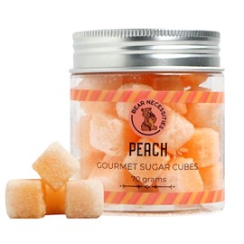 Bear Necessities Gourmet Sugar Cubes – Peach Infused Sugar Cubes Handcrafted w/ Pure Cane Sugar – Perfect for Champagne, Coffee, Tea & Cocktails – Hostess Gift & Bar Accessory - 70g Jar - About 35 Cubes