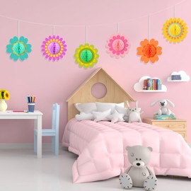 Gersoniel 12 Pcs Spring Honeycomb Decorations Flower Hanging Ceiling Floral Ball Party Supplies Colorful Table Centerpieces for Home Office, Wedding Birthday Mother's Day Decor(12,Little Daisy)