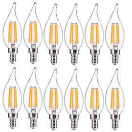 FLSNT Candelabra LED Light Bulbs, CA11 LED E12 Chandelier Light Bulbs 100W Equivalent, 2700K Soft White, 800LM, 5.5W, CRI82+, AC 120V, 12 Pack, Dimmable