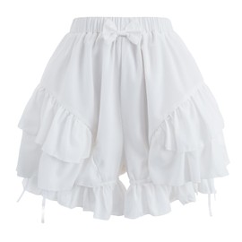 NSPSTT White Bloomers for Women Ruffle Bloomer Shorts Ruffled Pumpkin Pants Victorian,Size S/M