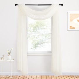 NICETOWN Decorative Scarf Valance for Window - Voile Sheer Bed Canopy Curtain Scarf Valance for Living Room/Bedroom/Ceremony (Light Beige, 1 Panel, W60 x L216)