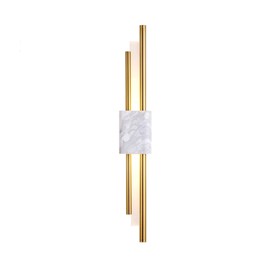 Brikey LED Wall Light Sconce Marble & Acrylic & Gold Iron Wall Lamp (25.6'', White Marble)