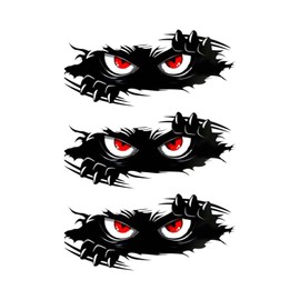 3Pcs Halloween Monster Angry Eyes Car Decals,10 x 4 inches Black Vinyl Bumper Stickers and Decals, Halloween Funny Monster Stickers for Cars, Trucks, Dents & Sports Cars