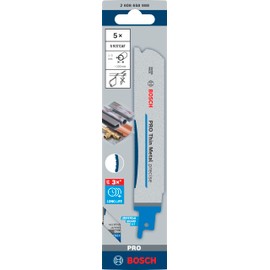 Bosch 5X PRO Thin Metal S937EAF Precise Reciprocating Saw Blade (for Metal Pipes and Profiles, Non-Ferrous Metals, Length 150 mm, Professional Accessory Reciprocating Saw)