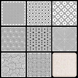 FREEBLOSS Pack of 8 Sashiko Stencils Sashiko PET Template Embroidery Template with Base Line for Hand Quilting Sashiko Pattern Templates Embroidery Stencils 8.7 x 8.7 cm