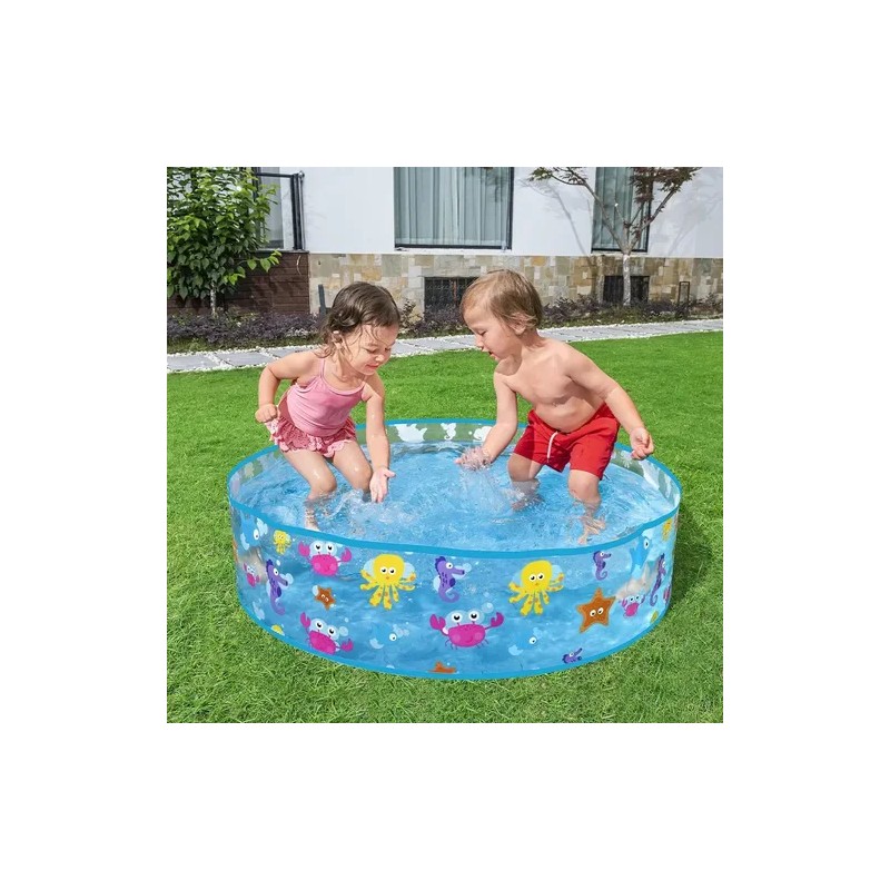 Alberca Circular Infantil Animales Marinos 122 Cm Color Azul