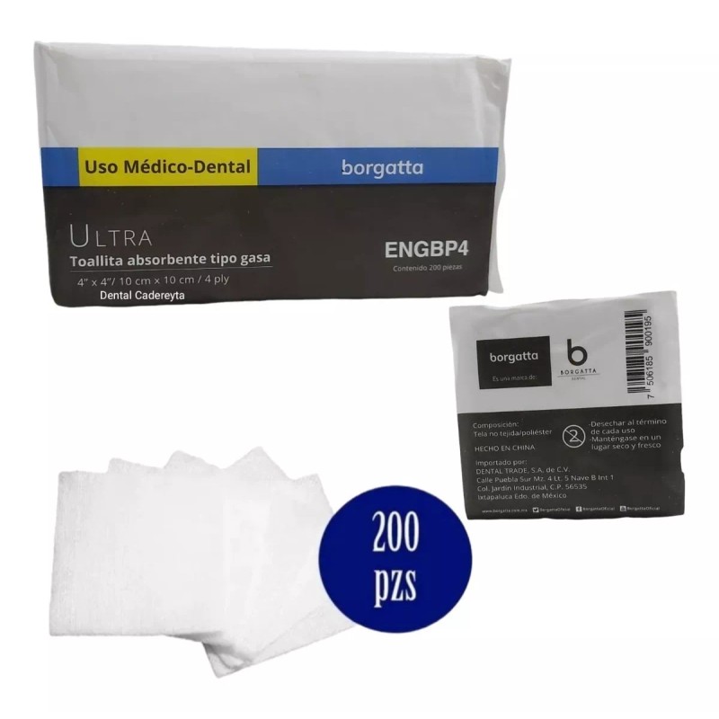 Borgatta Esponja De Gasa 4x4 PLG (10x10 Cm) Para Faciales