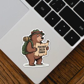 (Pack of 3) Subtle Foxtrot Delta Tango FDT Funny Bear Anti Not My President Liberal Feminist Political Vinyl Stickers for Water Bottles Laptop Bumper Window Car 3 Inches