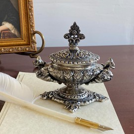 Schooner Bay Co. 4-1/2" Dragon Inkwell with Removable Ink Cup, Antique Style, Desk Accessories, Pen and Ink Supplies