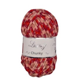 Woolcraft Luxury Chunky Chenille Knitting & Crochet Yarn, 10 Self-Striping Shades in The Range, 100% Soft Polyester, 120 Metres, 100g Balls, Single Ball, Rose