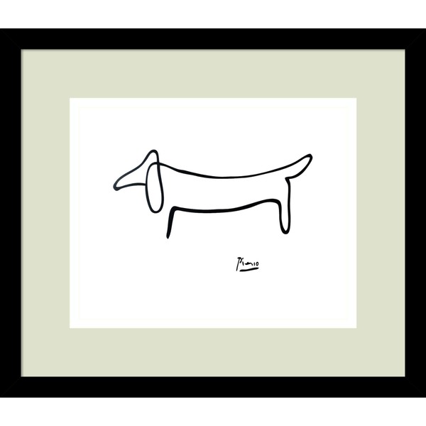 Framed Wall Art Print Le Chien (The Dog) by Pablo Picasso 15.00 x 13.00 in.