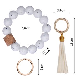 Aoksunova Key Ring Car Women Key Ring Bracelet Car Key Ring with Beads Tassel Gifts for Women, Ys-001, 8cm x 8cm