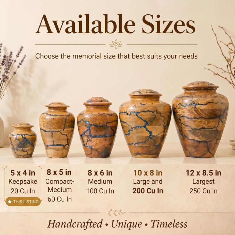 Handcrafted Wooden Cremation Urn for Human Ashes – Memorial Urn