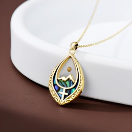 AOBOCO Mustard Seed Cross Necklace 925 Sterling Silver Faith Mountain Pendant Necklace Teardrop Christian Religious Jewelry for Women (Gold)