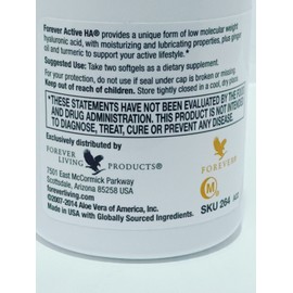 Forever Active HA Hyaluronic Acid, Ginger Oil & Tumeric 60 Softgels -EXP-04/2027