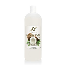 Coconut Oil by Velona - 32 oz | 100% Pure and Natural Carrier Oil | Fractionated, Ultra Refined | Skin, Face, Body, Hair Care | Use Today - Enjoy Results