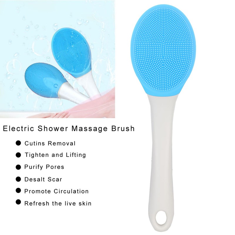 Electric Silicone Brush Silicone Body Brush Long Handle Shower Brush