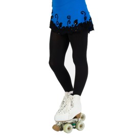 CALZITALY Girls Ice Skating Tights Figure Skating Tights Opaque Girls Tights 80 Denier Scooter Ice Made in Italy, black
