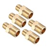 TOP-VIGOR 5Pcs Brass Pipe Fitting, Hex Nipple 1/4 BSP Male