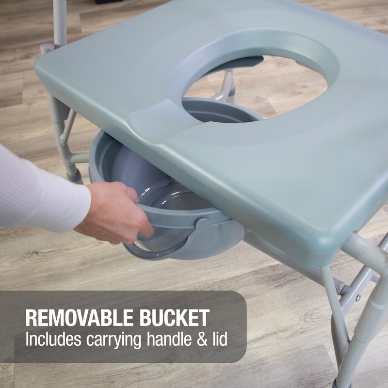 DMI Drop Arm Portable Toilet Commode, Extra-Wide Seat, 500 Pound