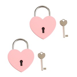 Love Lock, Pack of 2 Heart Padlock, Heart Lock with Key, Mini Heart-Shaped Padlock for Valentine's Day, Wedding, Anniversary, Storage Box (Pink)