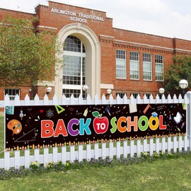 Probsin - Cartel de bienvenida a la escuela, 120 x 20 pulgadas, suministros para fiesta, decoración de aula, herramientas de enseñanza para el primer día de escuela, estudiantes, profesores, colgar al