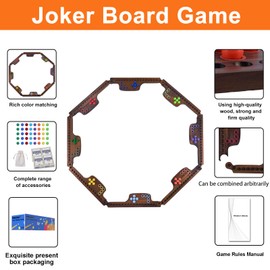 Grhonior Marbles and Jokers Board Game Pegs and Jokers Real Solid Wood (Pine) Game Board Wooden for 2-8 Players 8 Game Boards 8 Colors 40 Marbles 4 Boxes Card(Vintage Flame)