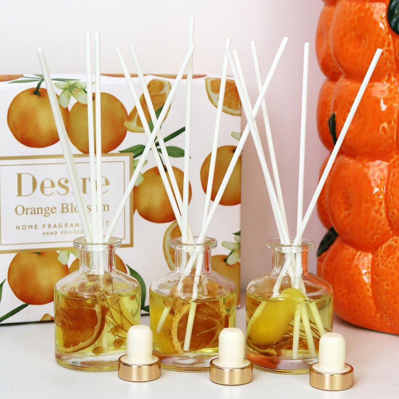 Set Of 3 Orange Blossom Fragranced Reed Diffusers 50ml Hand