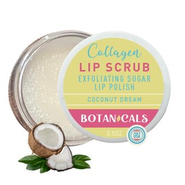 Botanicals Lip Exfoliator Scrub and Moisturizer – Coconut Dream Fruit Flavor, Sugar Lip Scrub for Dark Lips, Dryness, and Overnight Hydration – For Men & Women, Made in the USA