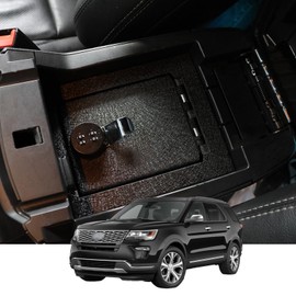 YOULAI Center Console Gun Safe - Console Gun Vault Compatible with 2013-2019 Ford Explorer, 4-digit Lock.