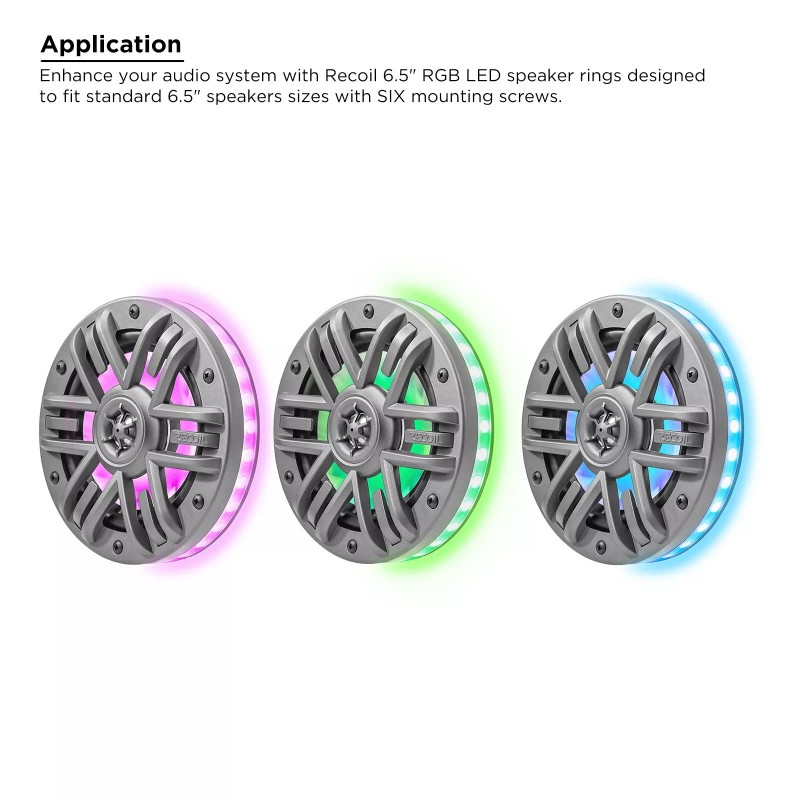 RECOIL RING65-RGB Waterproof 6.5-Inch RGB LED Speaker Rings, Pair