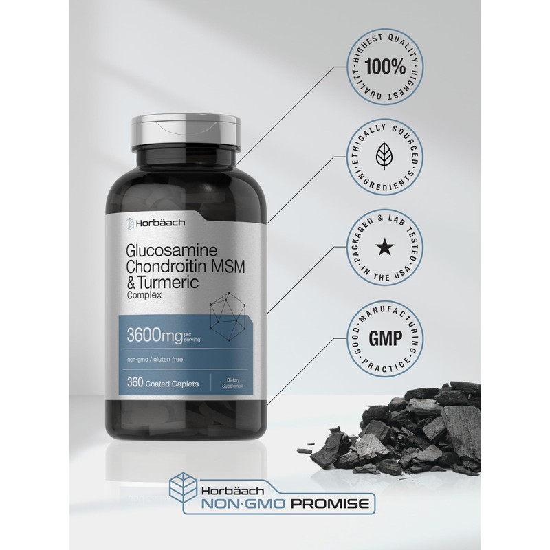 Horbäach Glucosamine Chondroitin MSM | 3600 mg | 360 Caplets