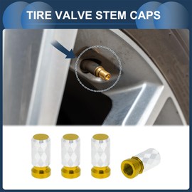INFINAUTO Tire Valve Stem Caps 7x24mm for Car Truck Motorbike Bicycle Tyre Valve Dust Covers Aluminum Alloy Gold Tone Decorative