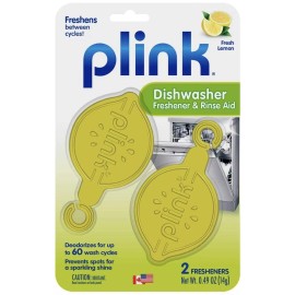 Plink Dishwasher Freshener & Rinse Aid - 2 Clip Pack - Lemon Scented