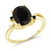 Gem Stone King 18K Yellow Gold Plated Silver Black Onyx