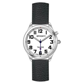 QINGQIAN Big English Talking Watch for Visually impaired Speaks Clear and Loud Time, Date and Alarm time Stretch Band is Best Gift for Senior or Blind People (Male)