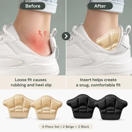 4-Pack Heel Cushion Inserts for Loose Shoes – Soft Fabric Heel Pads for Sneakers, Heels & Daily Footwear
